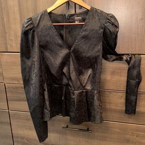 Free Press silky floral peplum top size S